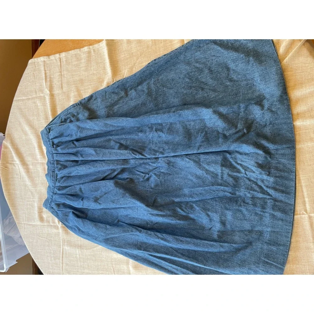 Bushwacker Blue Denim Jean Skirt Elastic‎ Waist Size 10
